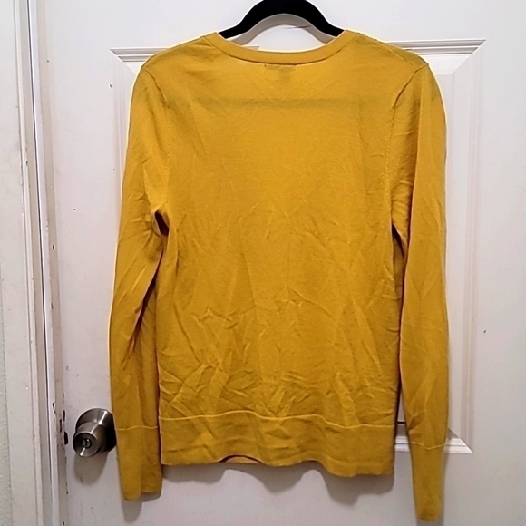 HALOGEN WOMEN'S 100%MERINO WOOL BUTTON FRONT CARDIGAN YELLOW SIZE L - Picture 3 of 9